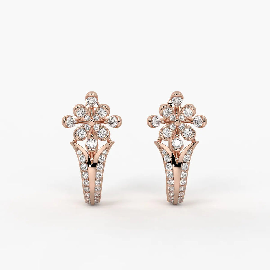 Florisse Round Diamond Bloom Hoop Earrings