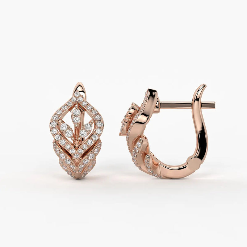 Verdelle Round Diamond Leafline Earrings