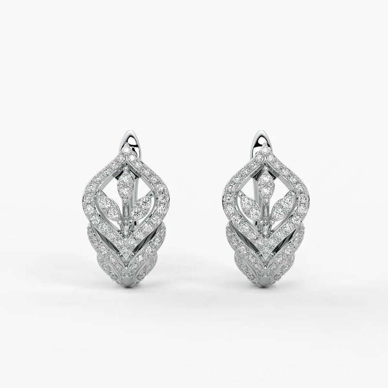 Verdelle Round Diamond Leafline Earrings