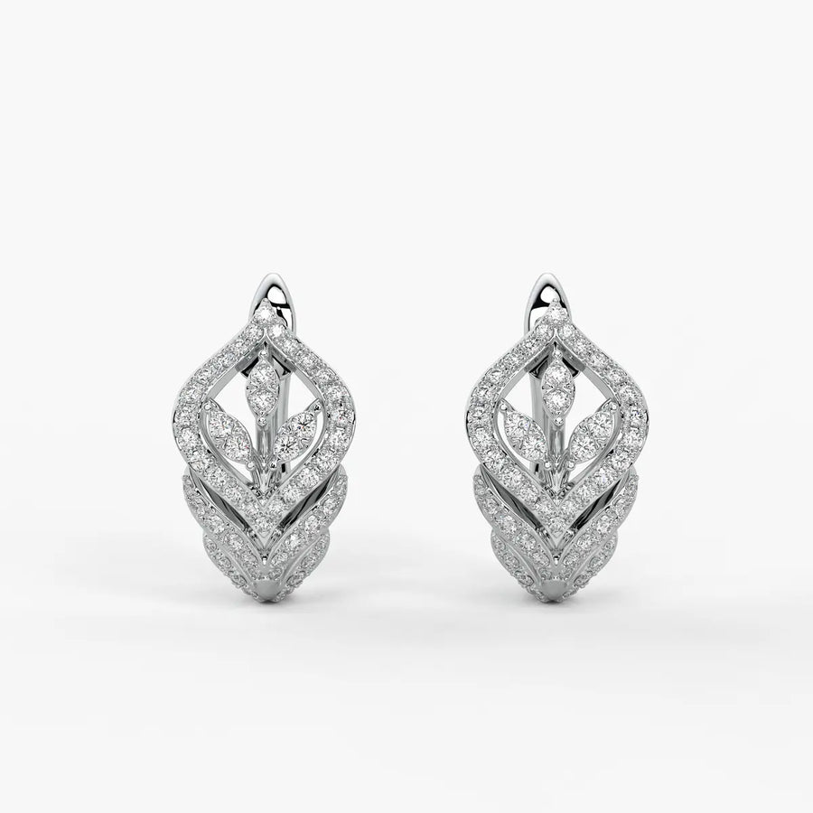 Verdelle Round Diamond Leafline Earrings