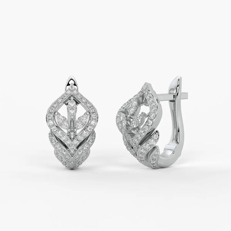 Verdelle Round Diamond Leafline Earrings