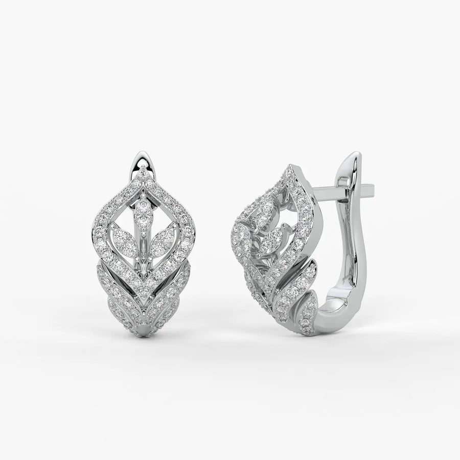 Verdelle Round Diamond Leafline Earrings