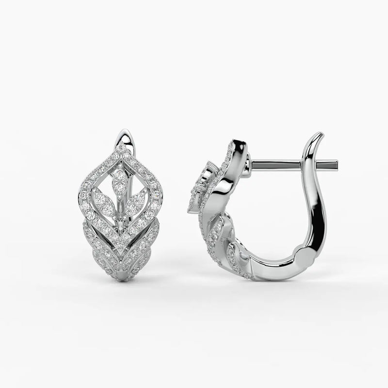 Verdelle Round Diamond Leafline Earrings