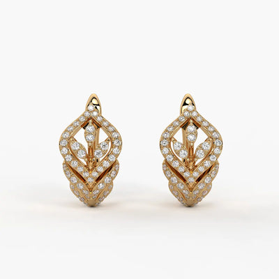 Verdelle Round Diamond Leafline Earrings