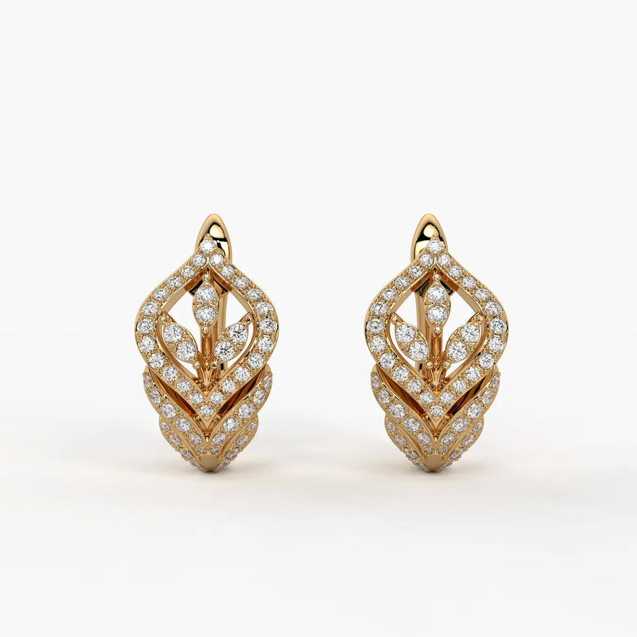 Verdelle Round Diamond Leafline Earrings
