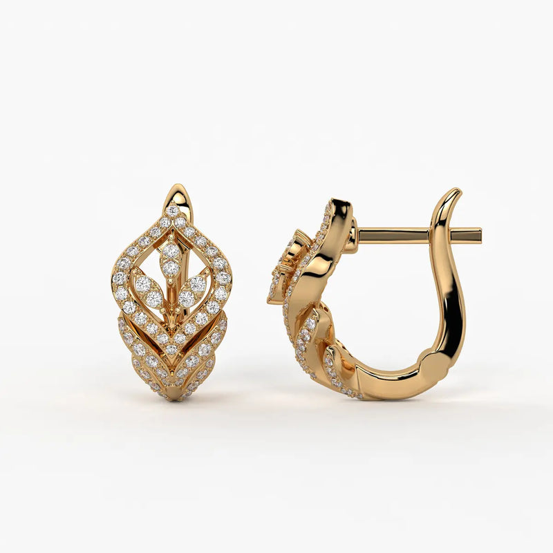 Verdelle Round Diamond Leafline Earrings