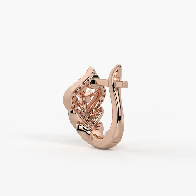 Verdelle Round Diamond Leafline Earrings