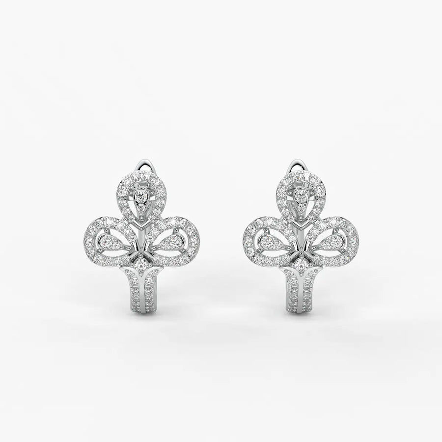 Trivella Round Diamond Petal Crest Earrings