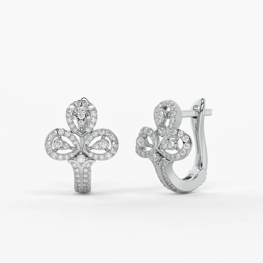 Trivella Round Diamond Petal Crest Earrings