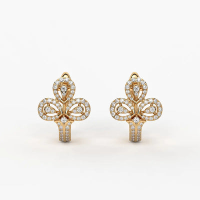 Trivella Round Diamond Petal Crest Earrings