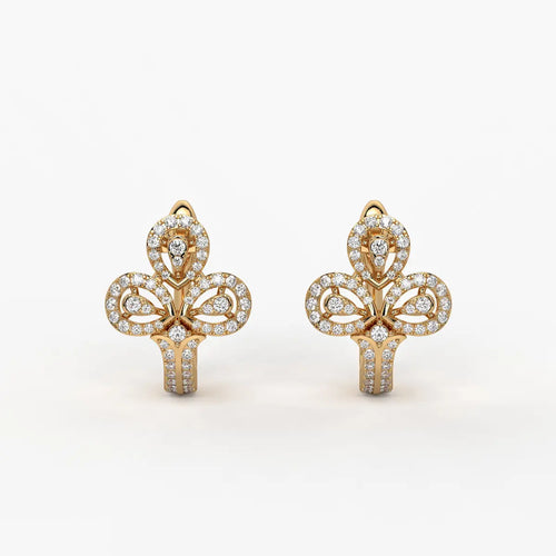 Trivella Round Diamond Petal Crest Earrings