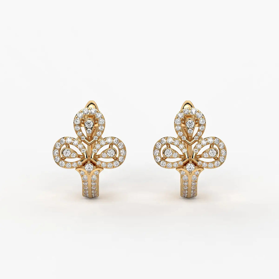 Trivella Round Diamond Petal Crest Earrings
