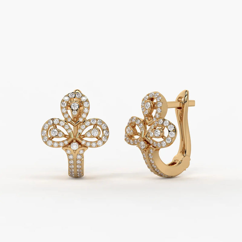 Trivella Round Diamond Petal Crest Earrings