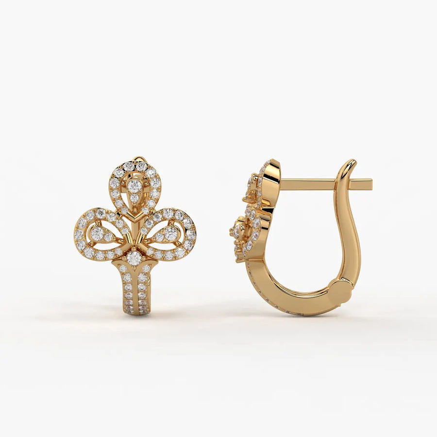 Trivella Round Diamond Petal Crest Earrings