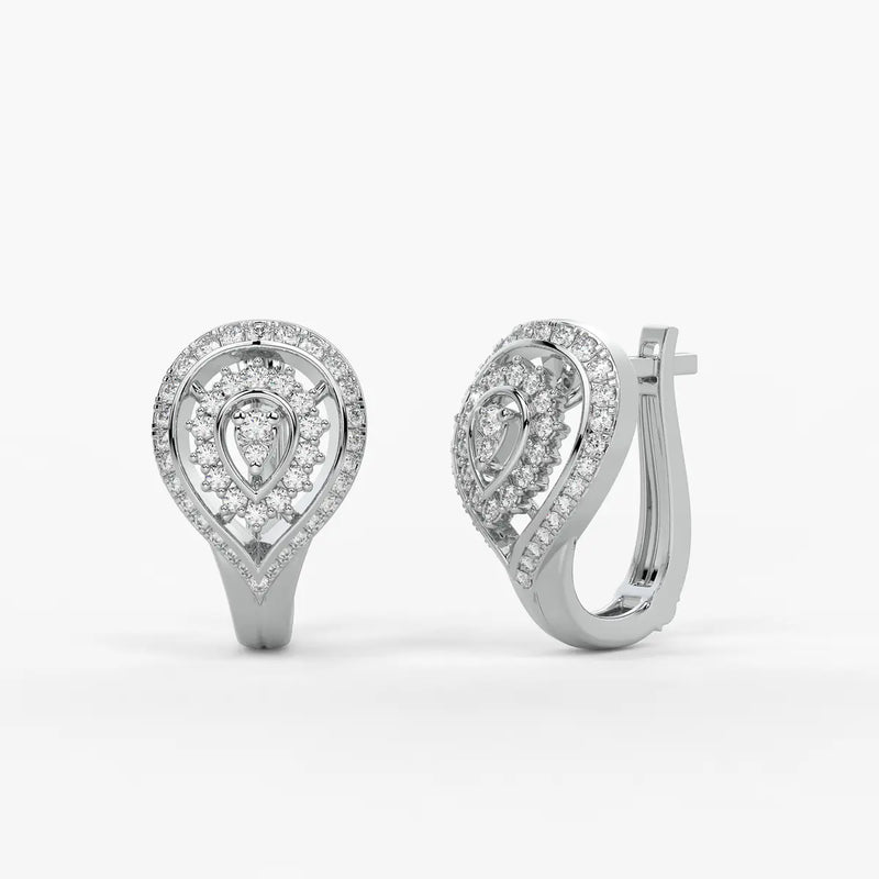 Lumera Round Diamond Teardrop Crest Earrings