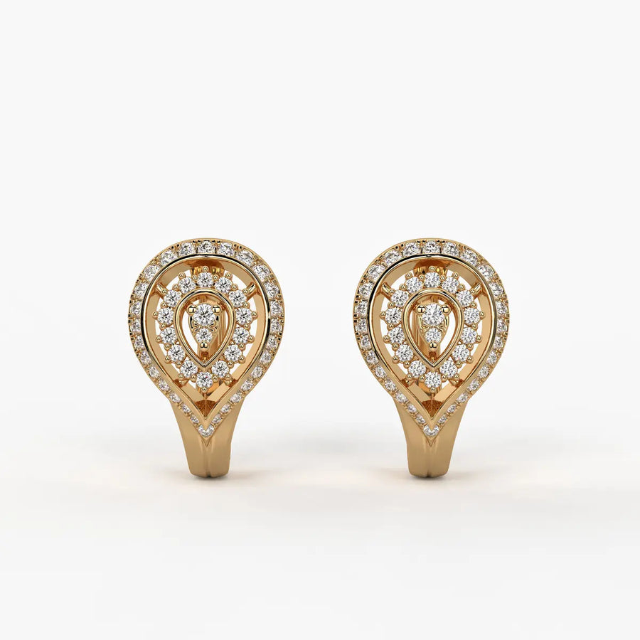 Lumera Round Diamond Teardrop Crest Earrings