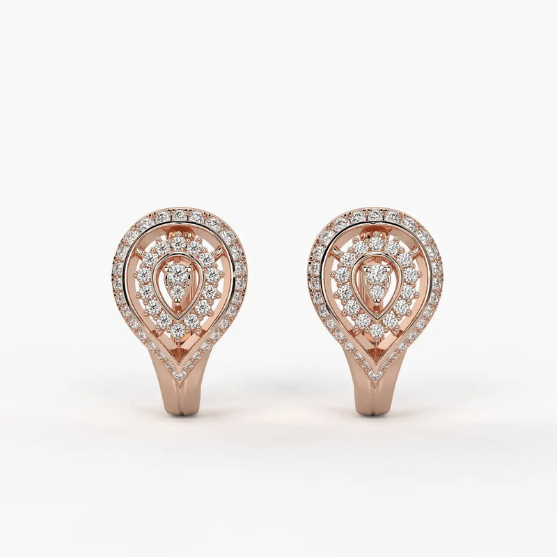 Lumera Round Diamond Teardrop Crest Earrings
