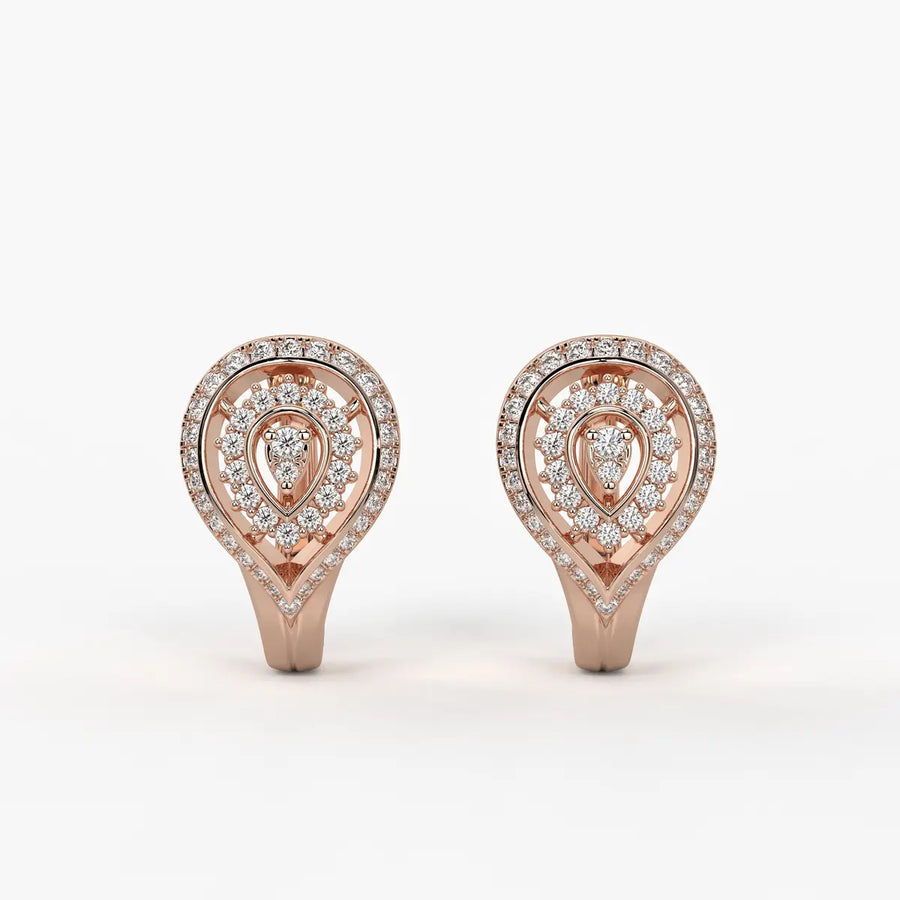 Lumera Round Diamond Teardrop Crest Earrings