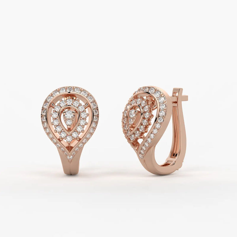 Lumera Round Diamond Teardrop Crest Earrings