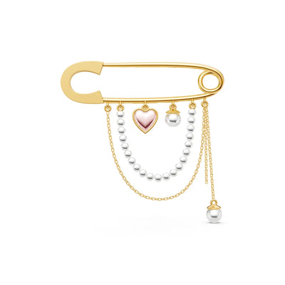 Amour Pearl Drapery Lapel Brooch