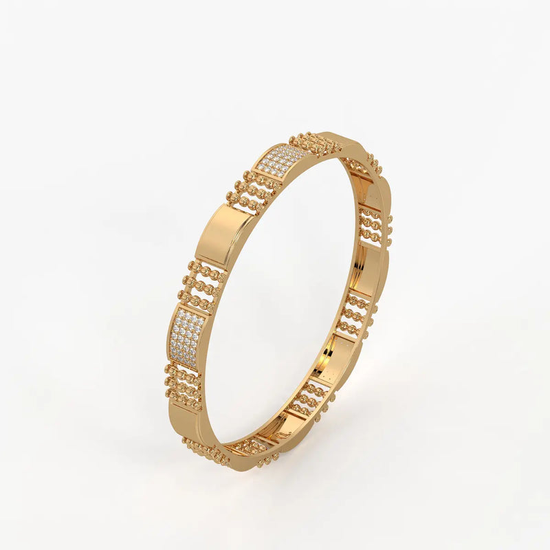 Belevra Round Diamond Panel Bangle