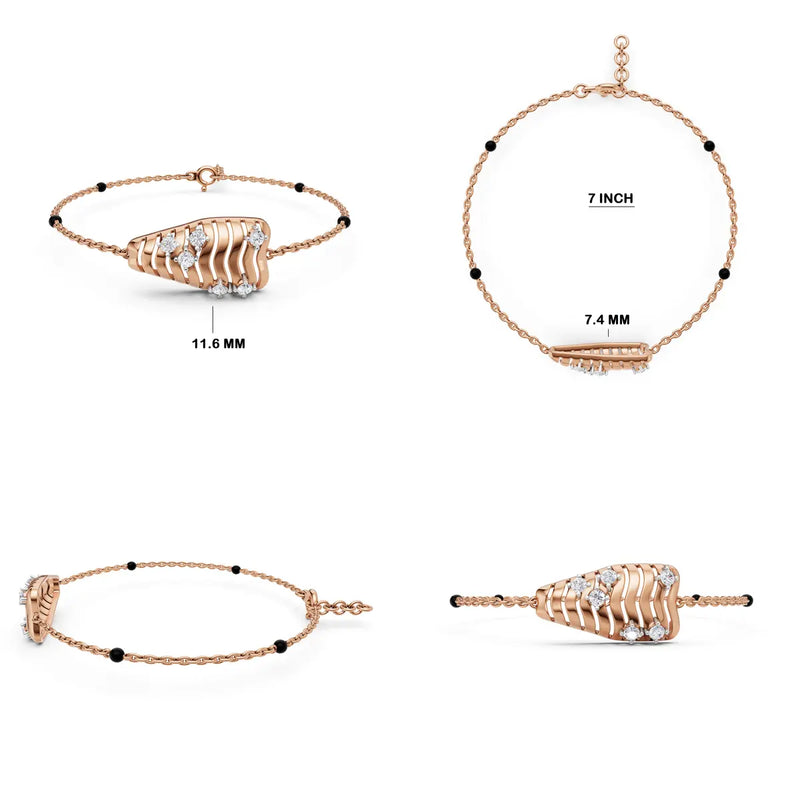 Ribbed Wave Mangalsutra Bracelet