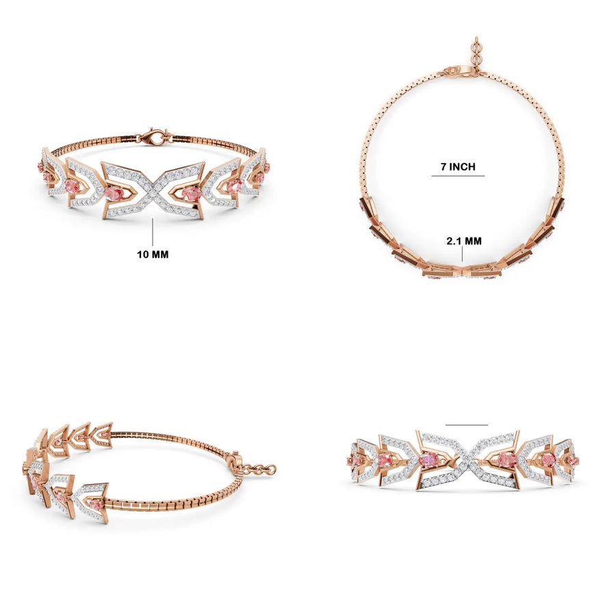 Arboreal Crest Geometric Diamond Link Bracelet