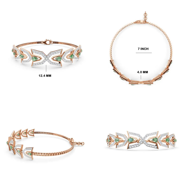 Verdant Canopy Sculptural Diamond Link Bracelet