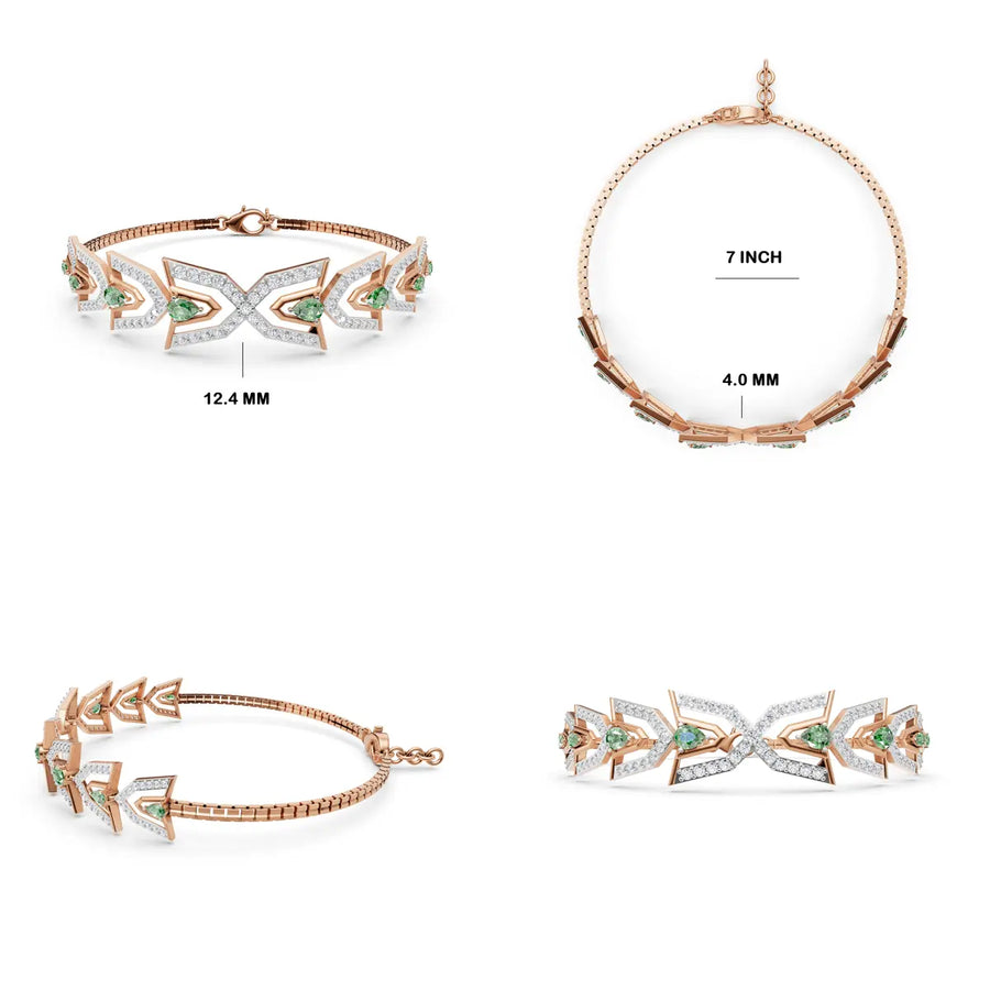 Verdant Canopy Sculptural Diamond Link Bracelet
