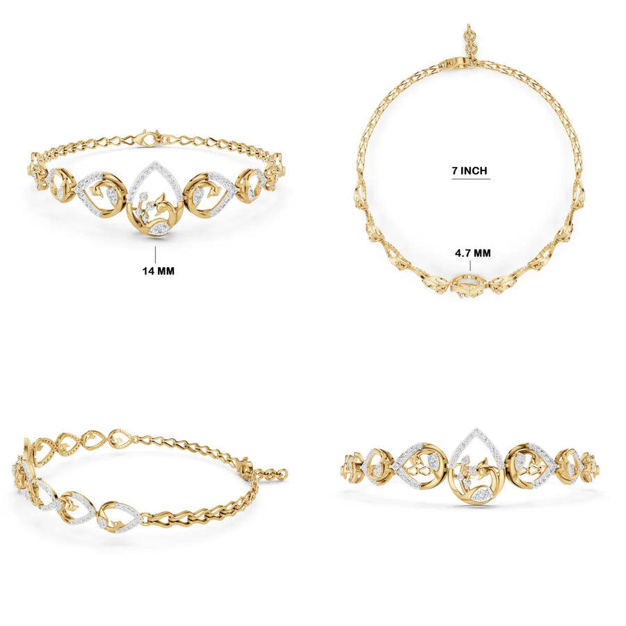 Serpentine Wave Diamond Link Bracelet