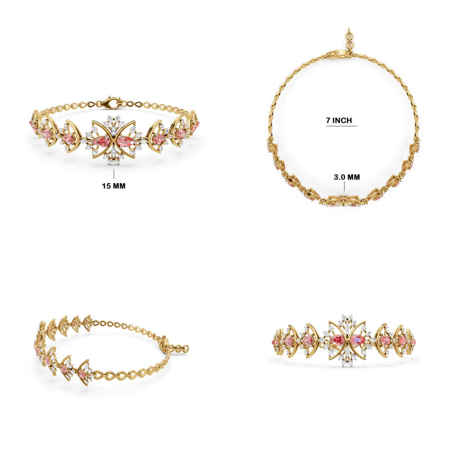 Radiant Crown Diamond Link Bracelet