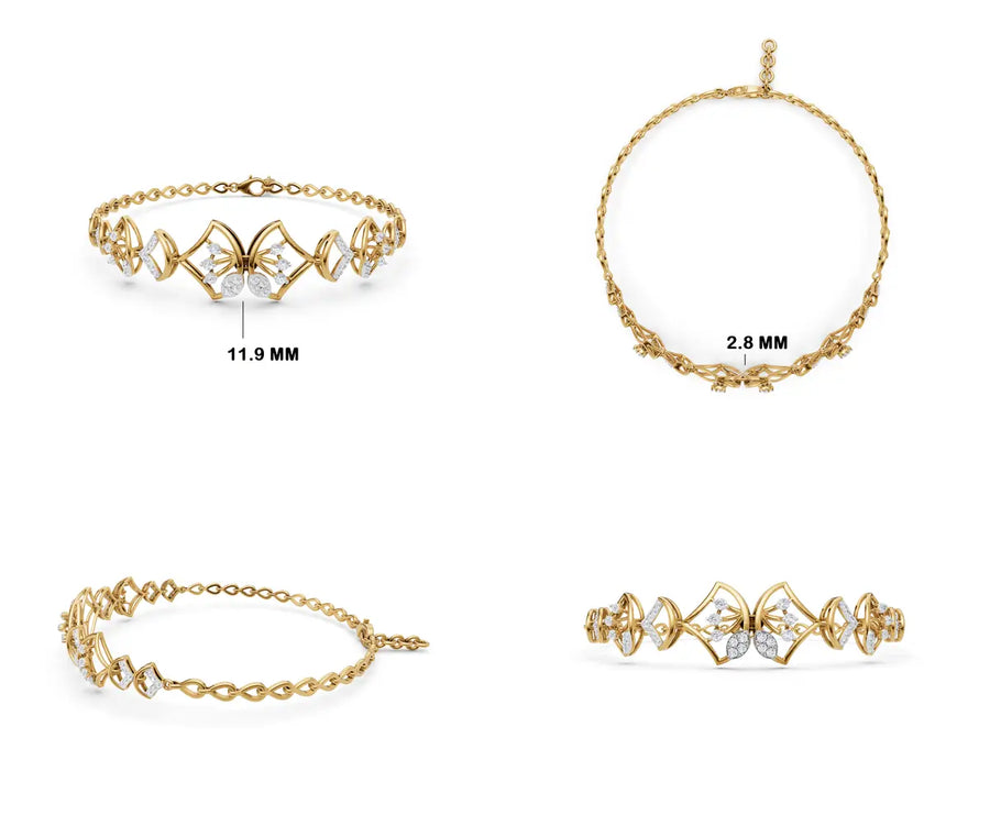 Lotus Canopy Diamond Link Bracelet