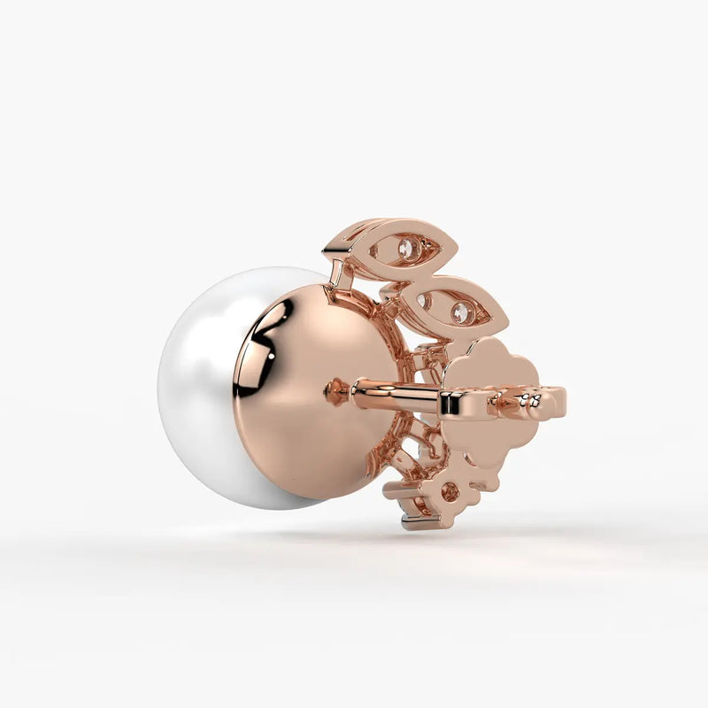 Pearl Leaf Cluster Stud Earrings