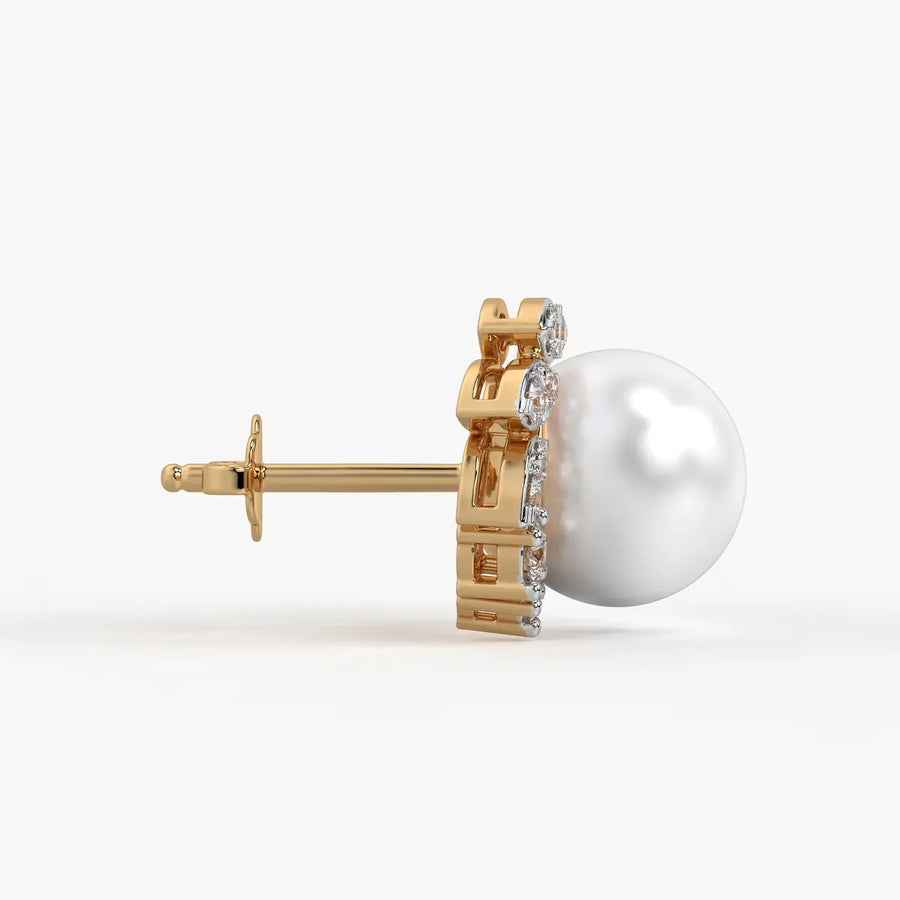Pearl Leaf Cluster Stud Earrings