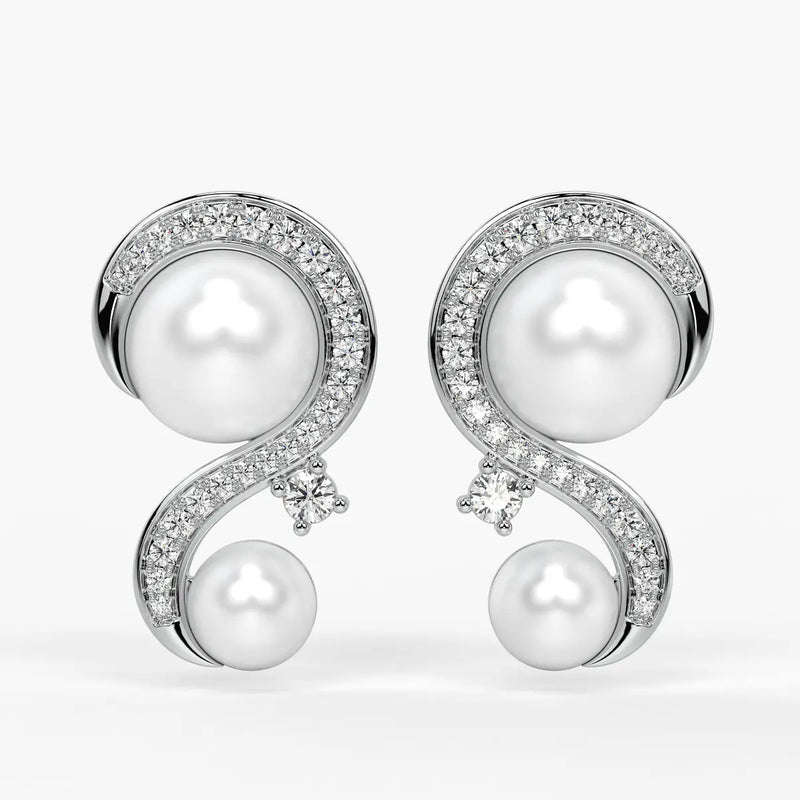 S-Curve Pearl Stud Earrings