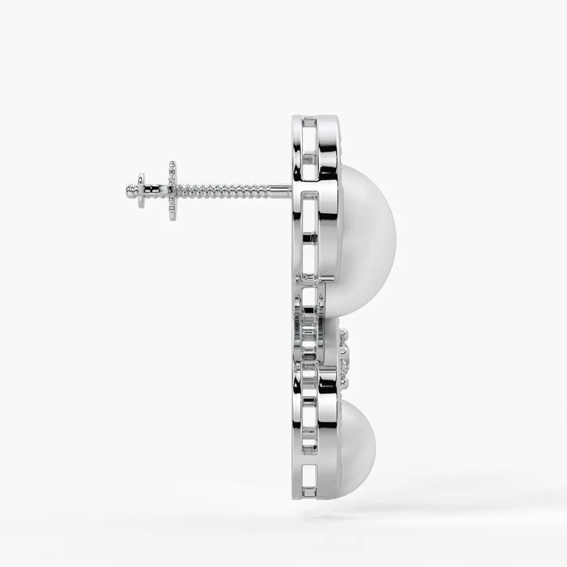 S-Curve Pearl Stud Earrings