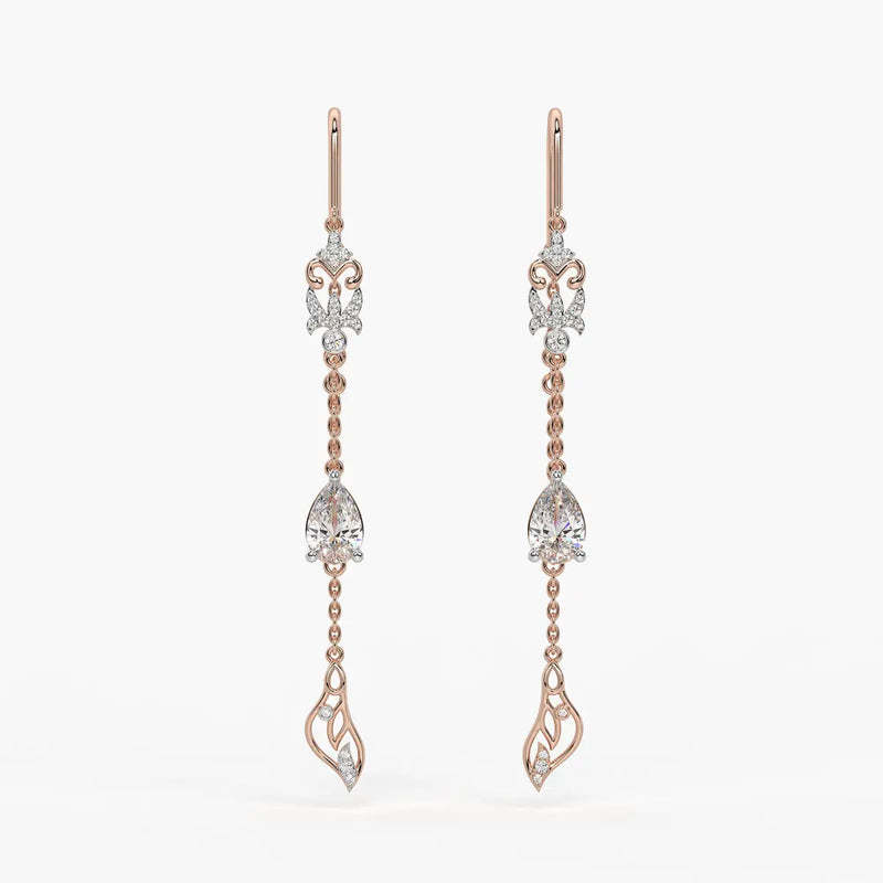 Emerald Tear Scroll Drop Earrings