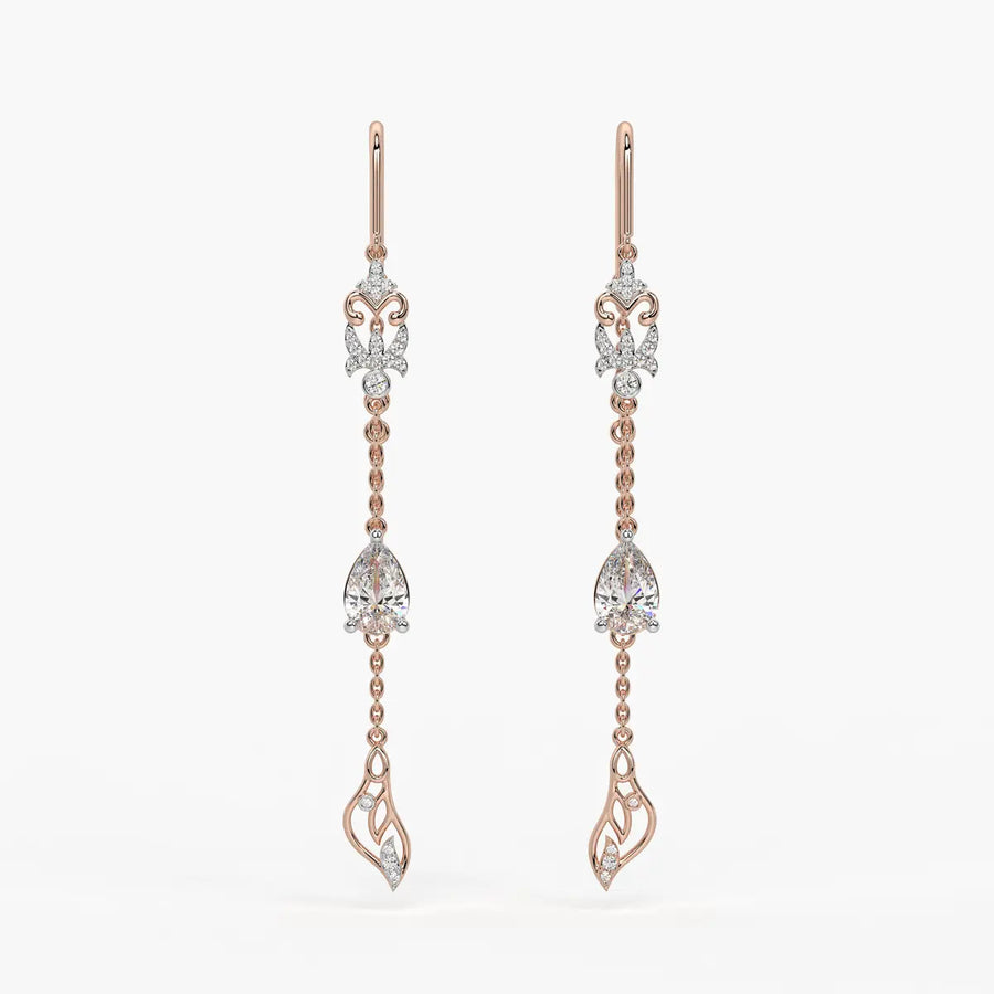 Emerald Tear Scroll Drop Earrings