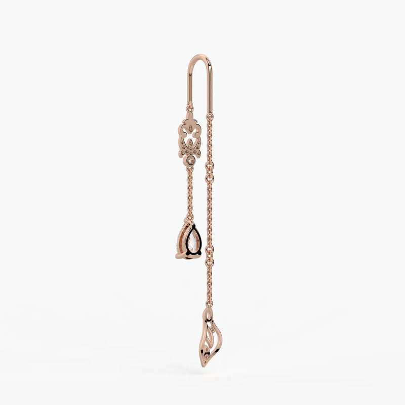 Emerald Tear Scroll Drop Earrings