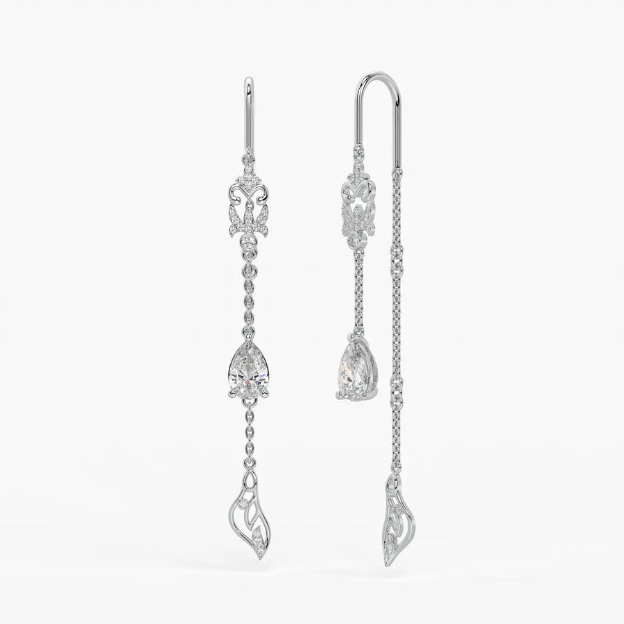 Emerald Tear Scroll Drop Earrings
