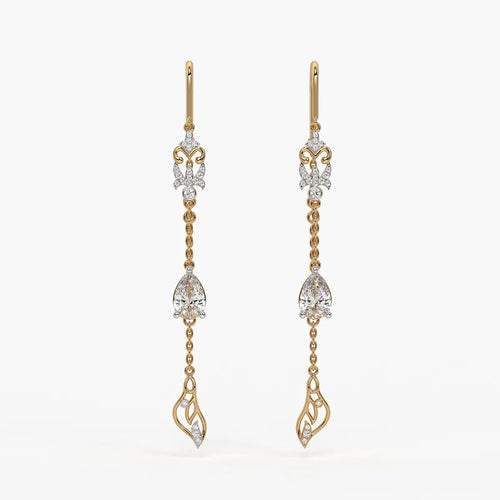Emerald Tear Scroll Drop Earrings