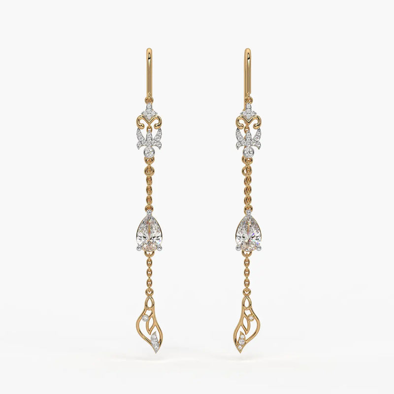 Emerald Tear Scroll Drop Earrings