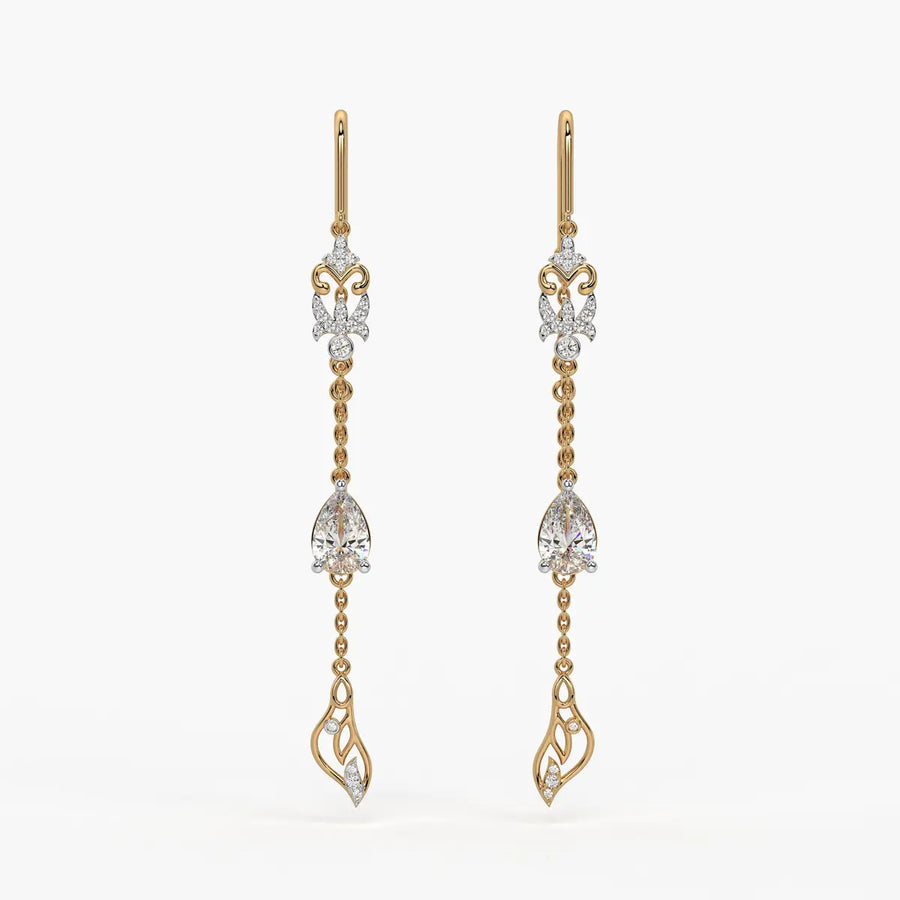 Emerald Tear Scroll Drop Earrings