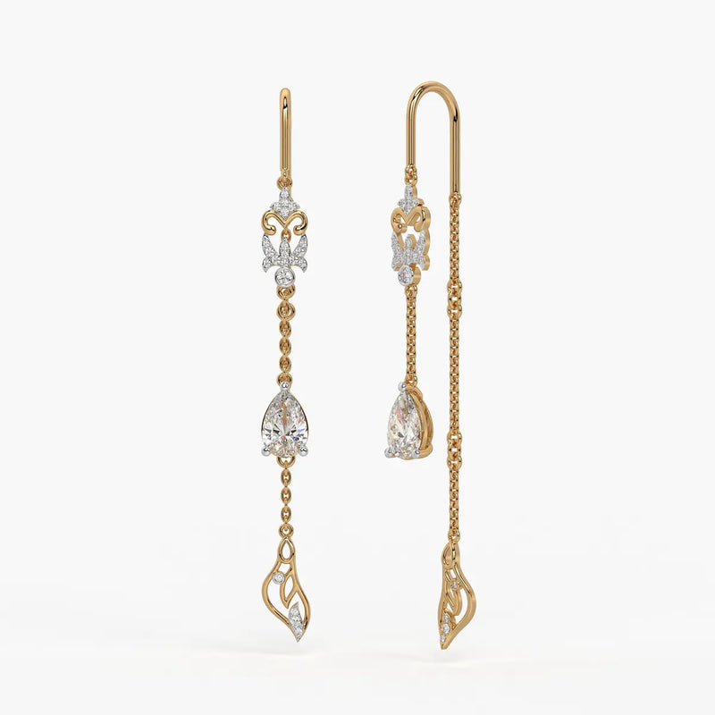 Emerald Tear Scroll Drop Earrings