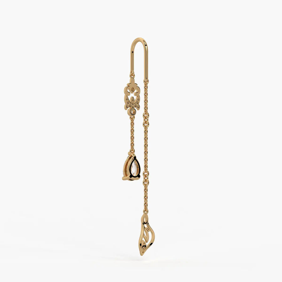 Emerald Tear Scroll Drop Earrings