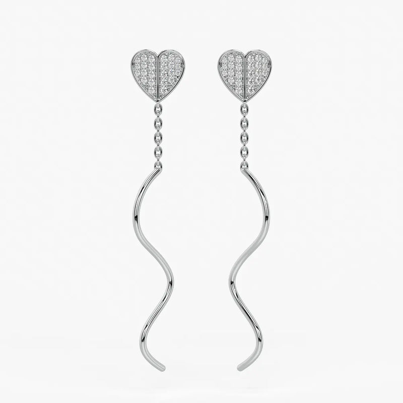 Heart Wave Chain Drop Earrings
