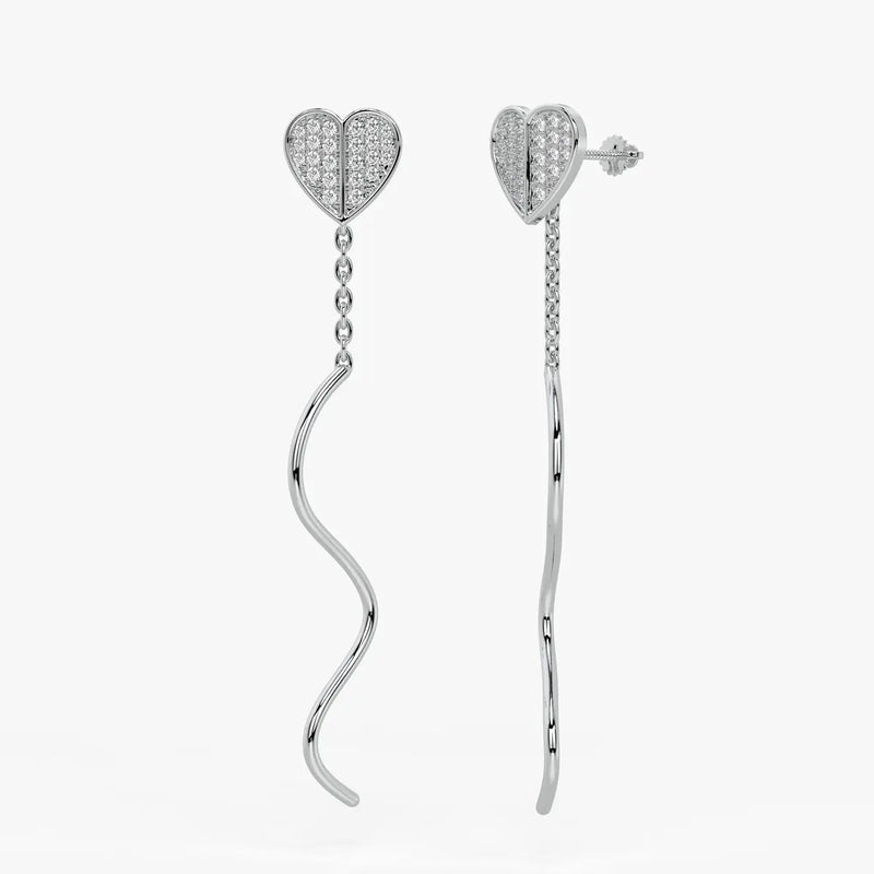 Heart Wave Chain Drop Earrings