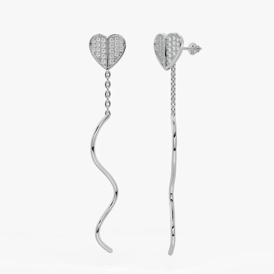 Heart Wave Chain Drop Earrings