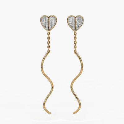 Heart Wave Chain Drop Earrings