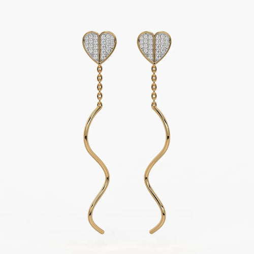 Heart Wave Chain Drop Earrings